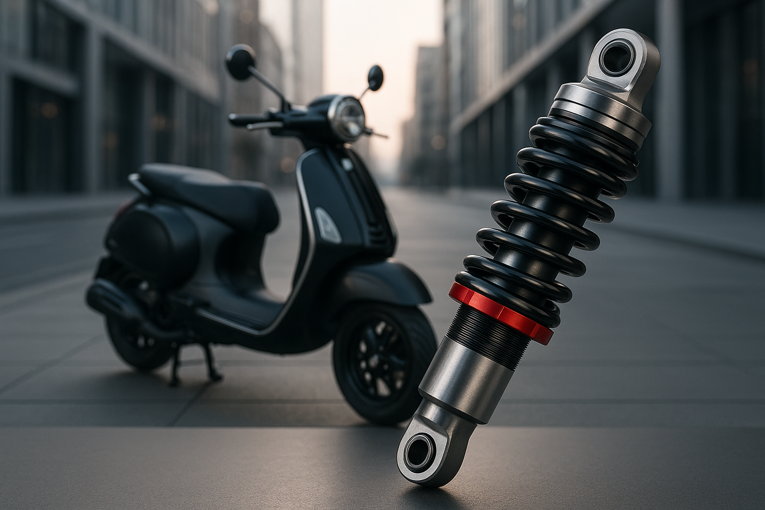 Vespa shock absorbers for urban scooters — premium suspension close-up
